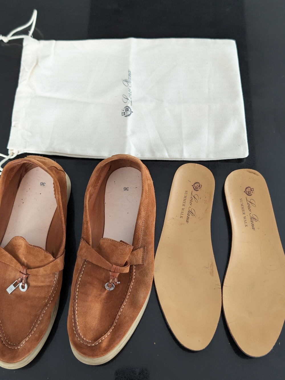 Loro Piana Summer Walk Suede Loafers - Warm Tan (Marked 36, Fits 36.5–37) Women
